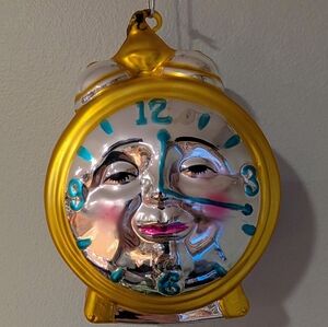 Department 56 Yellow and Silver Clock Christmas Ornament